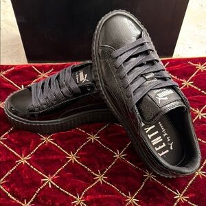 Puma Fenty Black Creepers in Crinkled Patent